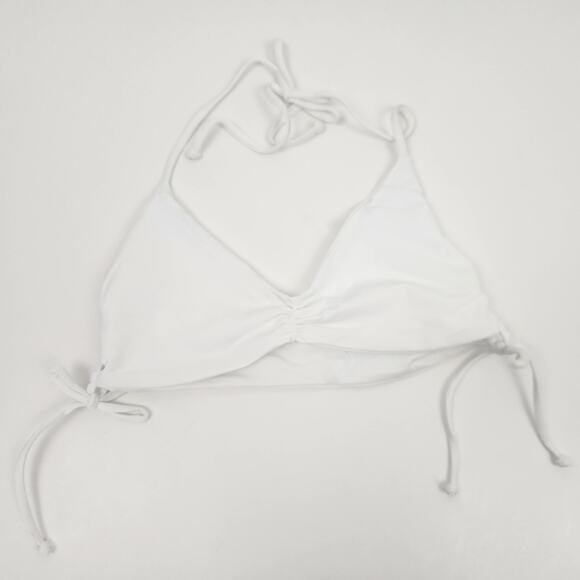 L*Space Gwen Bikini Top in White Size Small NWT Lace Up Sides Halter - Picture 1 of 5